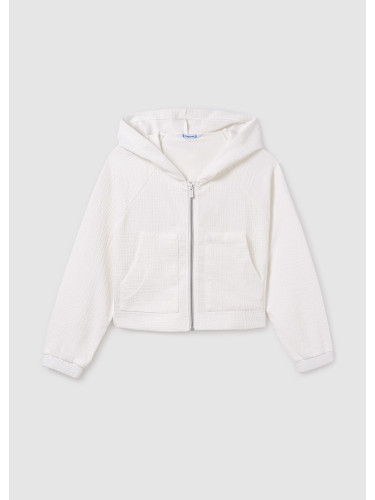 Детски бял суитшърт с качулка Mayoral