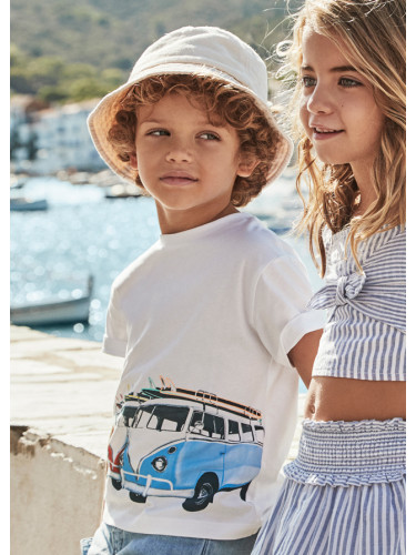 Детска тениска с щампа на автобус в бял цвят Mayoral