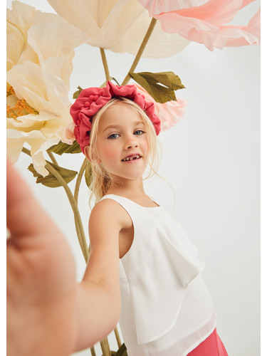 Стилен топ с ефектен дизайн в бял цвят за момиче Abel&Lula