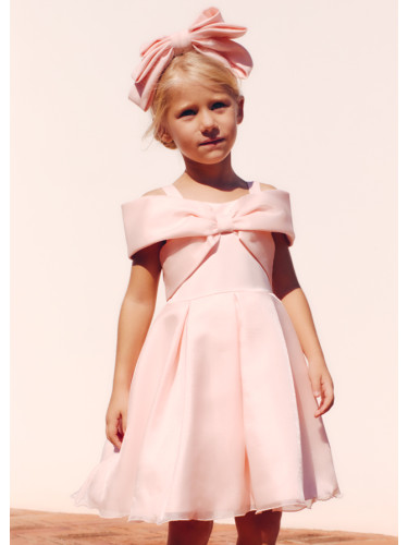 Детска официална рокля с ефектни ръкави в светло розово Abel&Lula