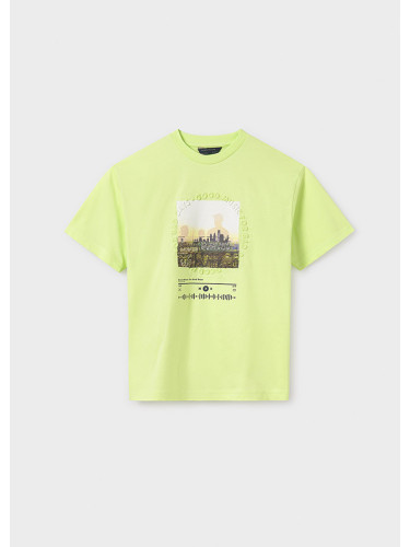 Детска тениска с щампа в цвят лайм Mayoral