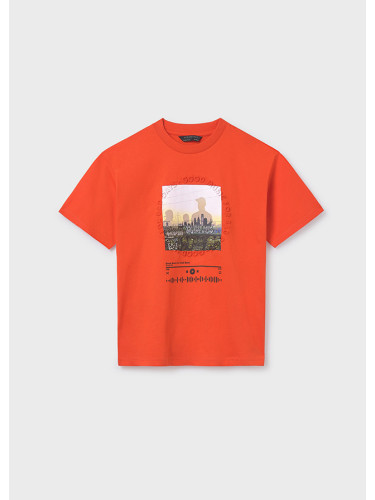 Детска тениска с щампа в оранжев цвят Mayoral