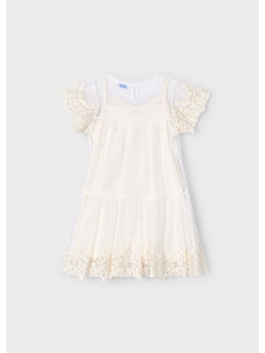 Детска рокля с бродерия в бял цвят Mayoral