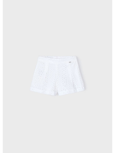 Детски къс панталон в бял цвят с рязана дантела Mayoral