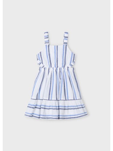 Детска рокля в бял цвят на синьо райе Mayoral