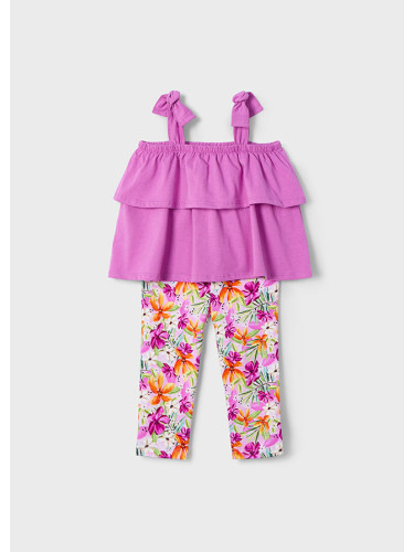 Детски комплект от две части в лилав цвят с цветя Mayoral