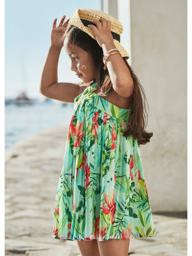 Детска рокля в цвят мента с флорален мотив Mayoral