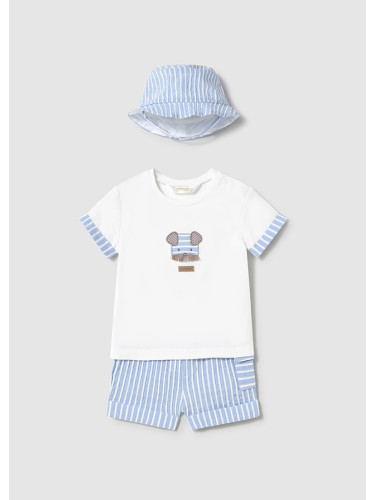 Бебешки комплект от три части с шапка в син цвят Mayoral