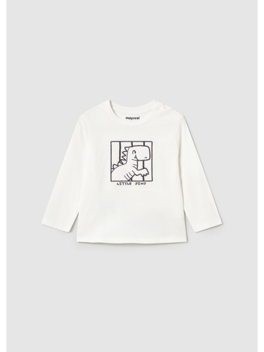 Бебешка бяла блуза с дълъг ръкав и щампа на динозавър Mayoral