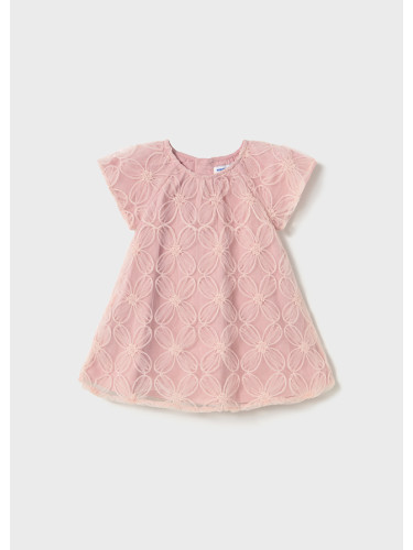 Бебешка рокля с дантела в светлорозов цвят Mayoral