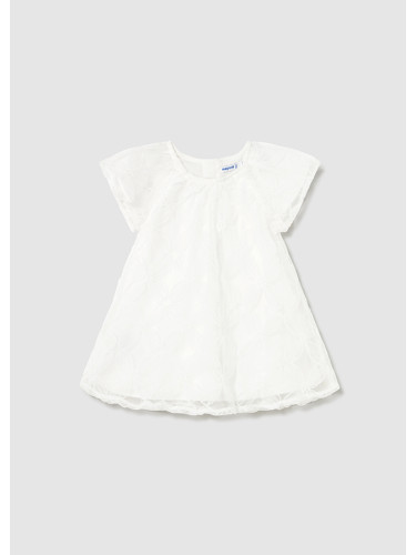 Бебешка рокля с дантела в бял цвят Mayoral