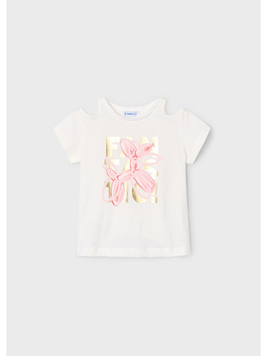 Детска блуза в бял цвят с ефектна щампа с куче Mayoral