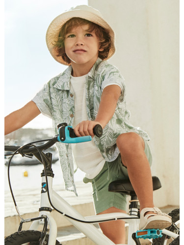 Детска риза с къс ръкав и щампи в зелен цвят Mayoral