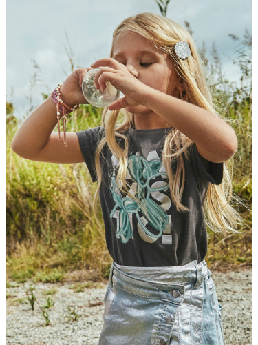 Детска блуза с паднали рамена в цвят графит Mayoral