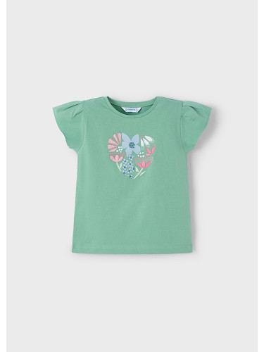 Детска блуза с цветя в цвят мента Mayoral