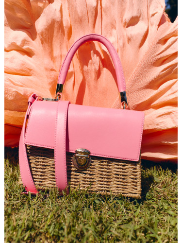 Малка розова чанта в розов цвят с къса и дълга дръжка Abel and Lula