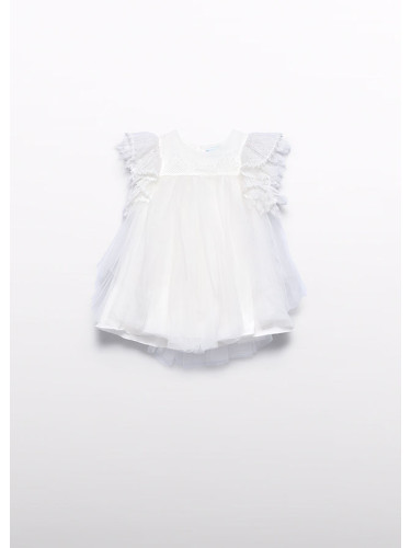 Бебешка бяла официална рокля с фина дантела Abel and Lula