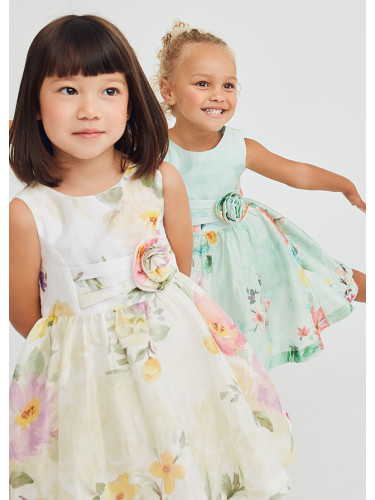 Детска ленена рокля на цветя в цвят ванилия Abel & Lula