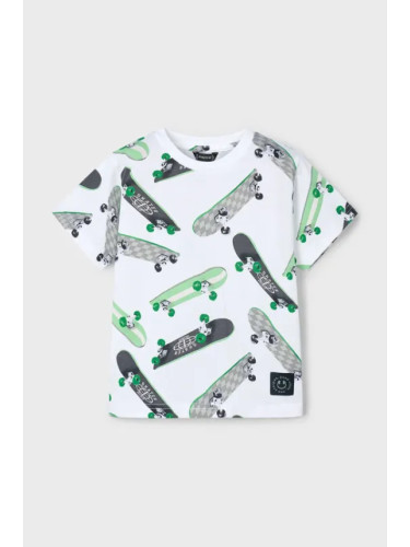Детска тениска с щампа скейтборди в зелен цвят Mayoral