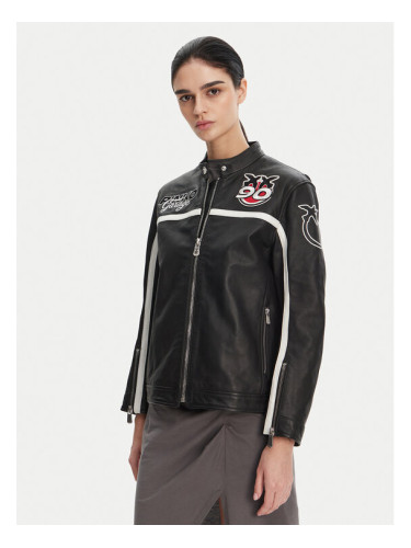 PINKO Кожено яке 105296 A2N5 Черен Regular Fit