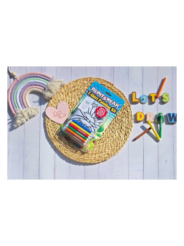 Детска тениска и маркери Рисуване без край - Пеперуда