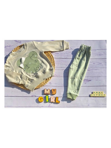 Бебешки памучен комплект Miss Smile Mint