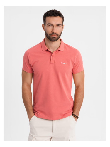 Ombre Cotton pique knit polo shirt - coral