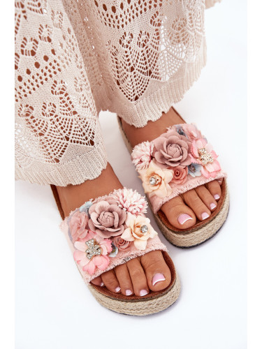 Boto Дамски Сандали На Платформа С Плетка И Цветя Розови Chellia