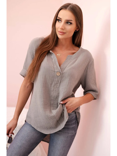 Kesi Włoski Women's muslin shirt with a button fango