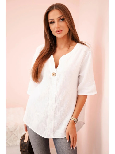 Kesi Włoski Women's muslin shirt with a button white