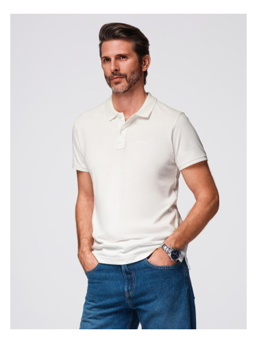 Ombre Polo shirt in cotton pique knit - ecru