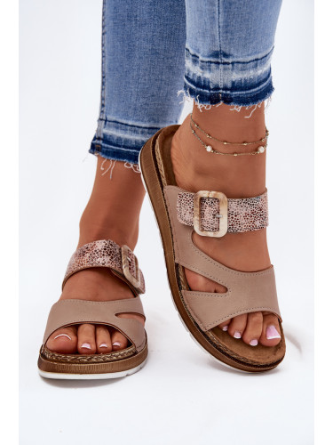 Леки Дамски Сандали С Катарама Бежови Inblu