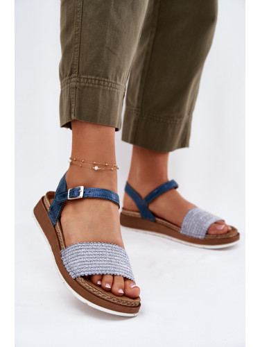 Дамски Сандали С Плетка На Лентата Сини Inblu