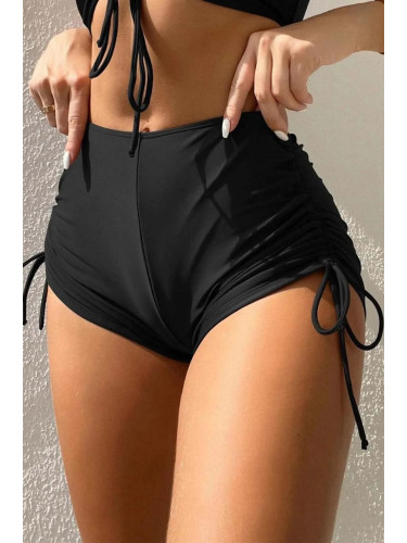 69986 Dewberry Bikini Bottom with Ruched Details-BLACK