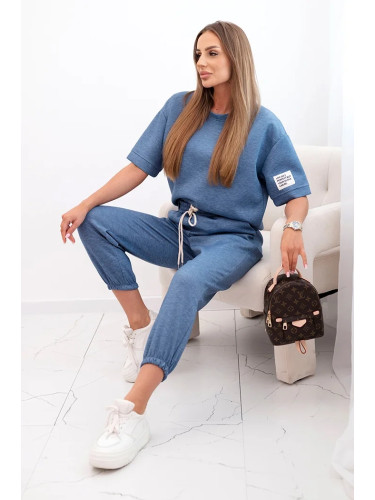 Kesi Włoski Women's viscose set with short sleeves and trousers denim melan