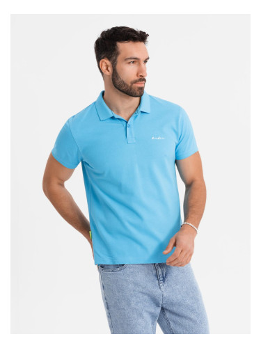 Ombre Cotton pique knit polo shirt - light blue