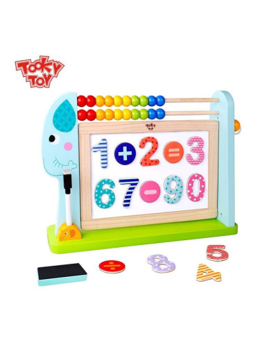 Двустранна магнитна дъска със сметало Tooky Toy - Слонче
