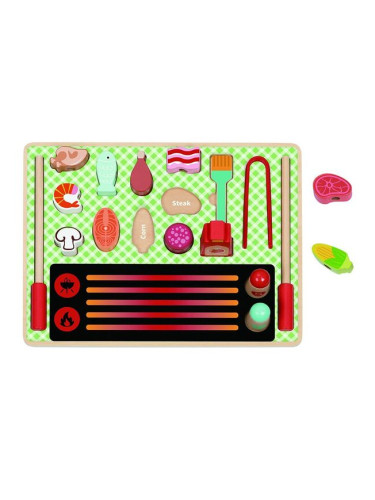 Барбекю TookyToy - Дървена игра с аксесоари