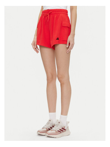 adidas Спортни шорти Essentials Small Logo JC5704 Червен Loose Fit