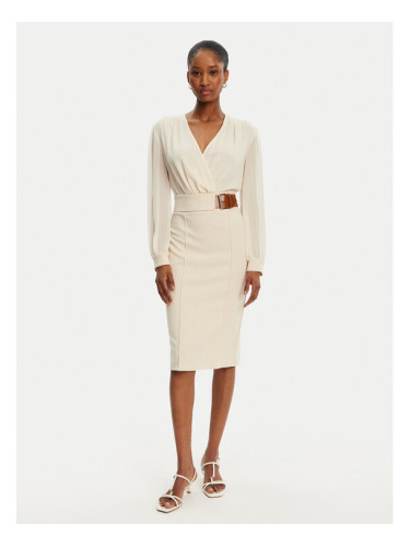 Rinascimento Коктейлна рокля CFC0122954003 Екрю Regular Fit