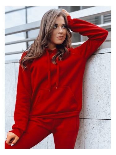 DStreet Bluza damska BASIC z kapturem czerwona