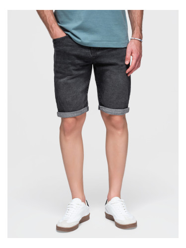 Ombre Men's denim shorts with rolled up leg - black
