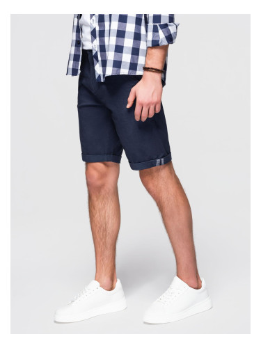 Ombre Men's classic chino shorts with rolled up leg - navy blue