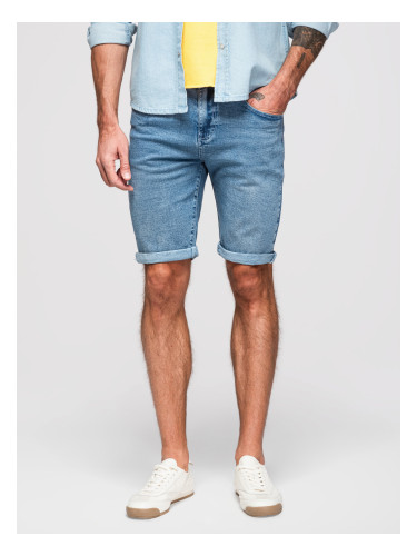 Ombre Men's denim shorts with rolled up leg - light blue