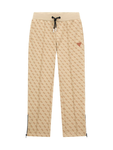 Детско спортно долнище в бежов цвят с лого Guess