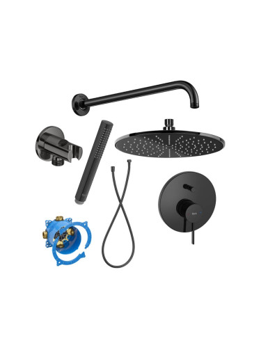 Комплект вграден смесител Ona, с аксесоари, EVERLUX, Titanium Black