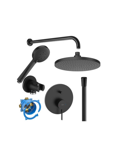 Комплект вграден смесител Ona, с аксесоари, черен мат