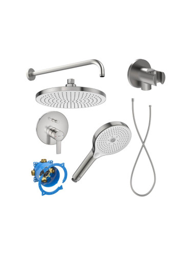 Комплект вграден смесител Targa, с аксесоари, Stainless Steel