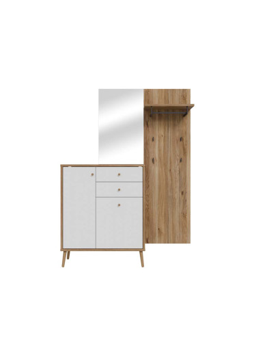 АНТРЕ ВЕНУА С ОГЛЕДАЛО 143.5/41.5/195.8 СМ В НАТУРАЛЕН ДЪБ И БЯЛО