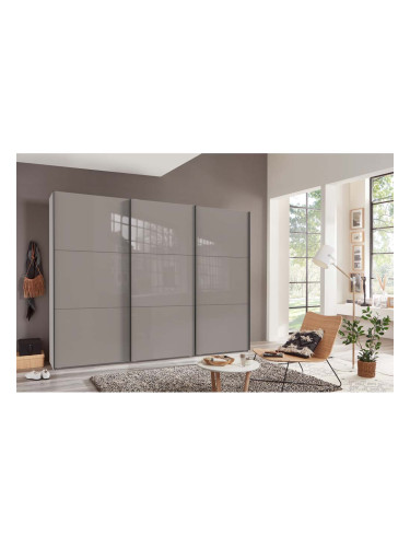 СИВ ТРИКРИЛЕН ГАРДЕРОБ ИНДИАНА С ПЛЪЗГАЩИ ВРАТИ 250/65/216 СМ